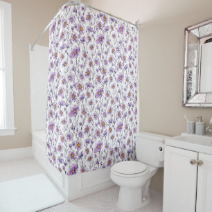 Purple Wildflower Botanical Pattern Design Shower Curtain
