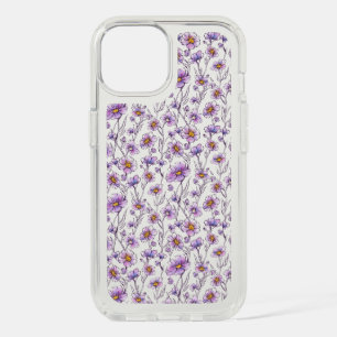 Purple Wildflower Botanical Pattern Design iPhone 15 Case