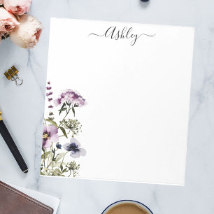 Purple Wildflower Bouquet Watercolor Floral Notepad