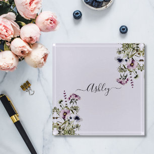 Purple Wildflower Bouquet Watercolor Floral Paperweight