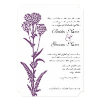 Purple Wildflower Branch Wedding Invitation