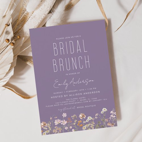 Purple Wildflower Bridal Brunch Shower Invitation Flyer