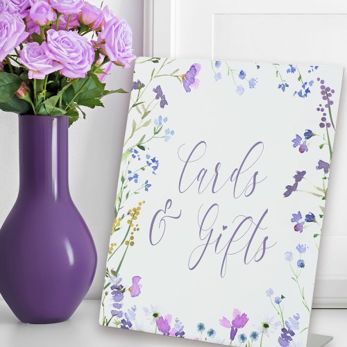 Purple Wildflower Cards and Gifts Table Pedestal Sign