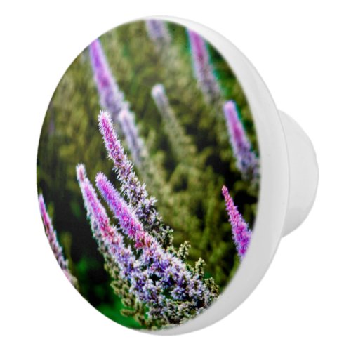 Purple Wildflower Ceramic Knob