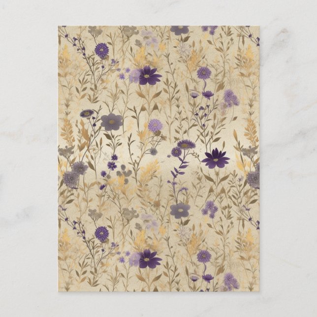 Purple Wildflower Chiyogami  Postcard (Front)