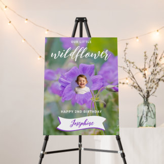 Purple Wildflower Custom Photo Happy 2nd Birthday Foam Board