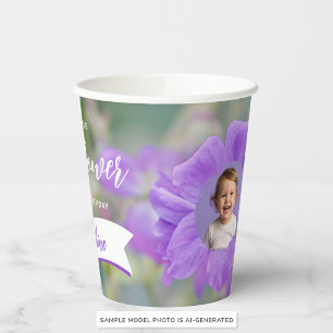 Purple Wildflower Custom Photo Template Birthday Paper Cups