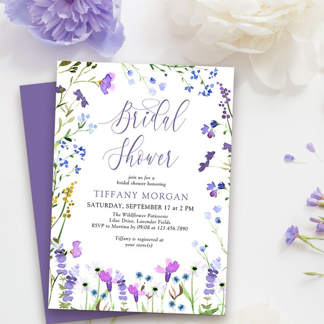 Purple Wildflower Feminine Bridal Shower Invitation (Bridal Shower Invitation from my Purple Wildflower Collection. 
)
