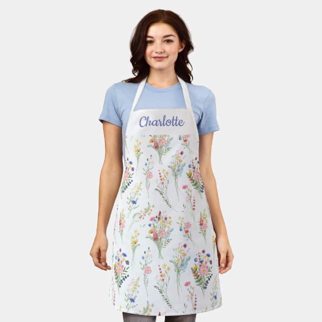 Purple Wildflower Floral Apron (Worn)