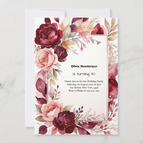 Purple Wildflower Floral Birthday Invitation