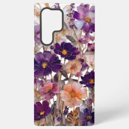 Purple Wildflower Floral Samsung Galaxy S22 Ultra Case