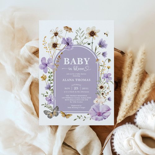 Purple Wildflower Garden Baby in Bloom Shower Invitation