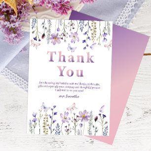 Purple Wildflower Girl’s 1st Birthday Thank You