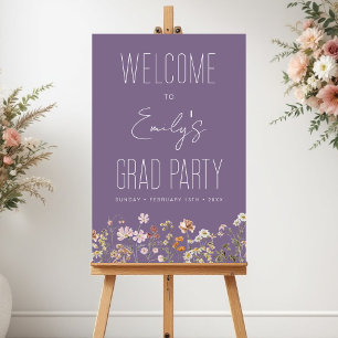 Purple Wildflower Grad Party Welcome Sign