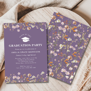 Purple Wildflower Graduation Party Boho Bloom Invitation