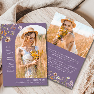 Purple Wildflower Graduation Photo Announcement