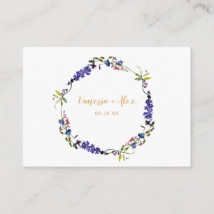 Purple wildflower Honeymoon Fund bridal shower Enclosure Card