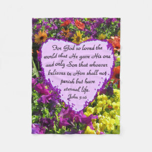 PURPLE WILDFLOWER JOHN 3:16 FLEECE BLANKET