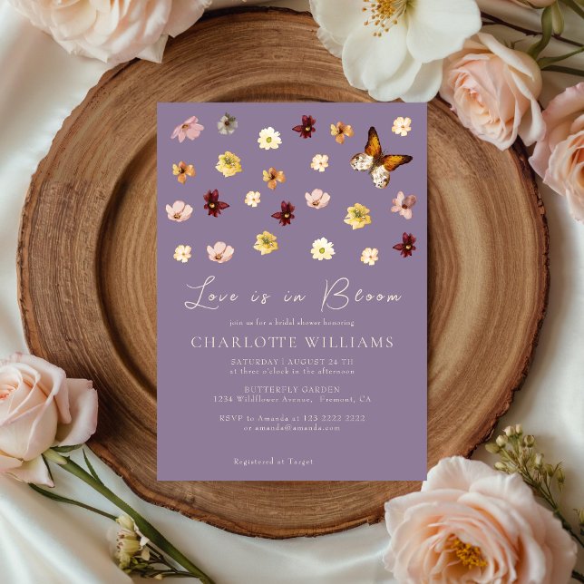 Purple Wildflower Love in Bloom  Bridal Shower  Invitation (Creator Uploaded)