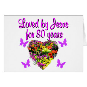 PURPLE WILDFLOWER LOVED BY JESUS FOR 80 YEARS CARDS