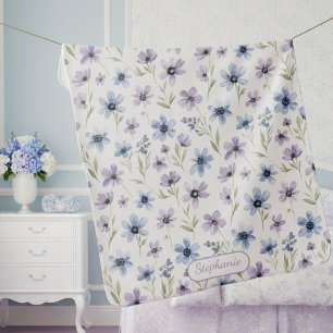 Purple Wildflower Meadow Baby Blanket