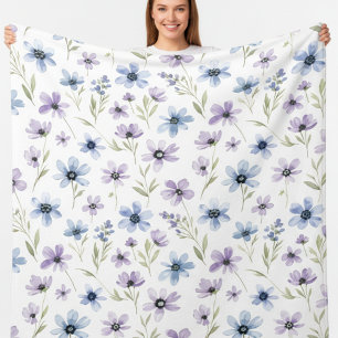 Purple Wildflower Meadow Fleece Blanket