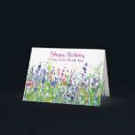 Purple Wildflower Meadow Happy Birthday Friend Card<br><div class="desc">A pretty happy birthday greeting card decorated with a wildflower meadow with purple,  pink and blue flowers painted in watercolor.  You can customize the wording and name to fit your needs.</div>
