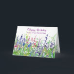 Purple Wildflower Meadow Happy Birthday Friend Card<br><div class="desc">A pretty happy birthday greeting card decorated with a wildflower meadow with purple,  pink and blue flowers painted in watercolor.  You can customize the wording and name to fit your needs.</div>