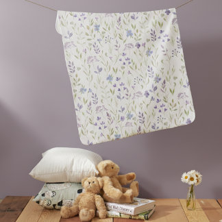 Purple Wildflower Pattern Baby Blanket