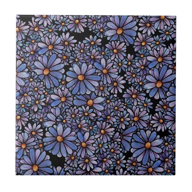 Purple Wildflower Pattern                          Ceramic Tile (Front)