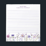 Purple Wildflower Personalized Notepad<br><div class="desc">This charming wildflower notepad adds a personal,  floral touch to your party planning,  or everyday use. Customize it with your name and use it for to-do lists,  guest notes,  or thank-you ideas. A sweet gift for hosts,  moms,  and friends who love celebrating beautifully.</div>