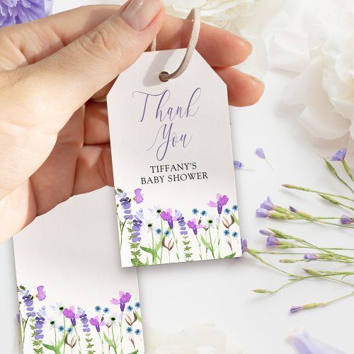 Purple Wildflower Personalized Thank You Gift Tags