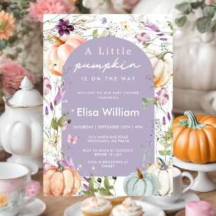 Purple Wildflower Pumpkin Baby Shower Garden Party Invitation