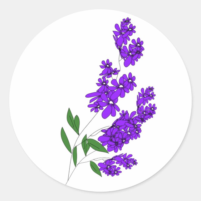 Purple Wildflower Round Stickers (Front)
