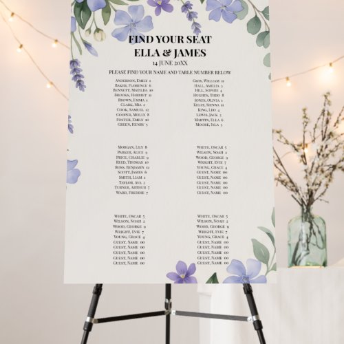 Purple Wildflower Seating Chart Sign