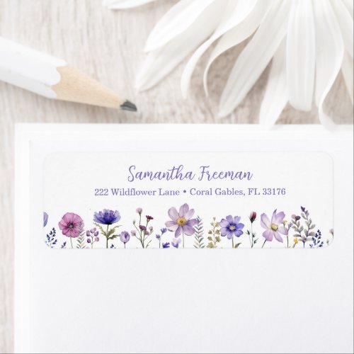 Purple Wildflower Watercolor Return Address Label