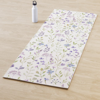 Purple Wildflower Watercolor Yoga Mat