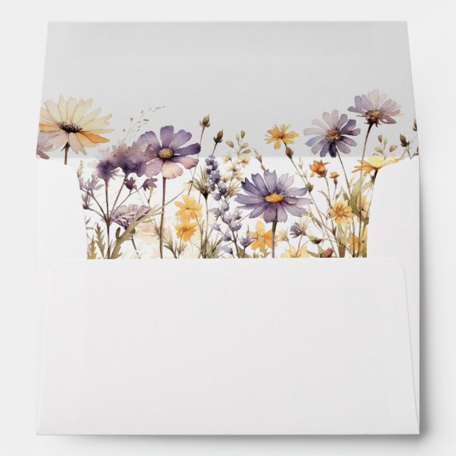 Purple Wildflower Wedding Envelope (Back (Bottom))