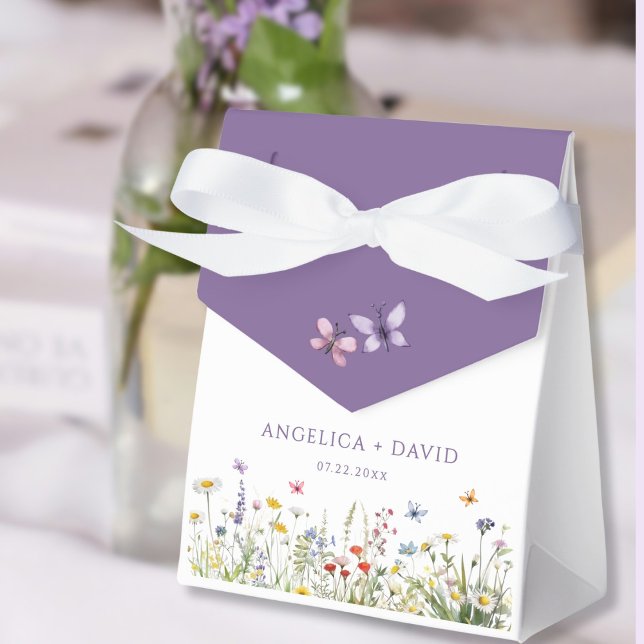 Purple Wildflower Wedding Favor Box (Creator Uploaded)