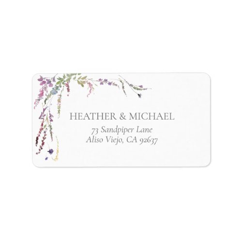 Purple Wildflower Wedding Return Address Label
