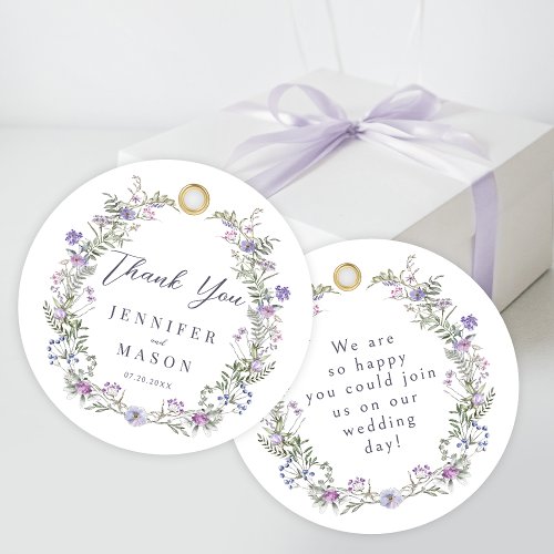 Purple wildflower wedding thank you Favor Tags