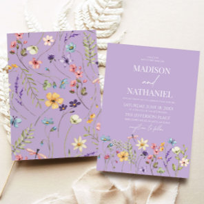 Purple Wildflower Wild Flower Floral Wedding Invitation