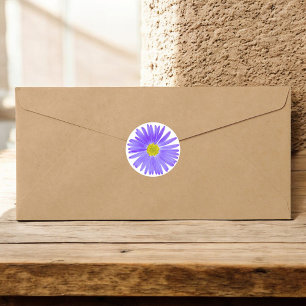 Purple Wildflower With Yellow Center Photograph Classic Round Sticker