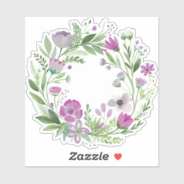 Purple Wildflower Wreath Custom-Cut Vinyl Sticker