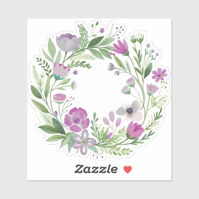 Purple Wildflower Wreath Custom-Cut Vinyl Sticker (Sheet)