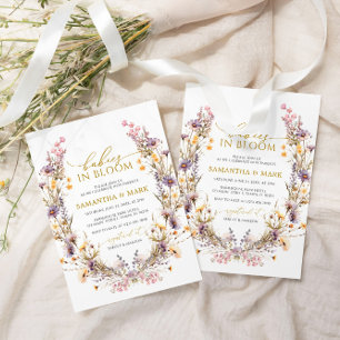 Purple Wildflowers Babies in Bloom Twins Shower Invitation