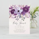Purple Wildflowers Baby Shower Invitation (Standing Front)