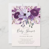 Purple Wildflowers Baby Shower Invitation (Front)