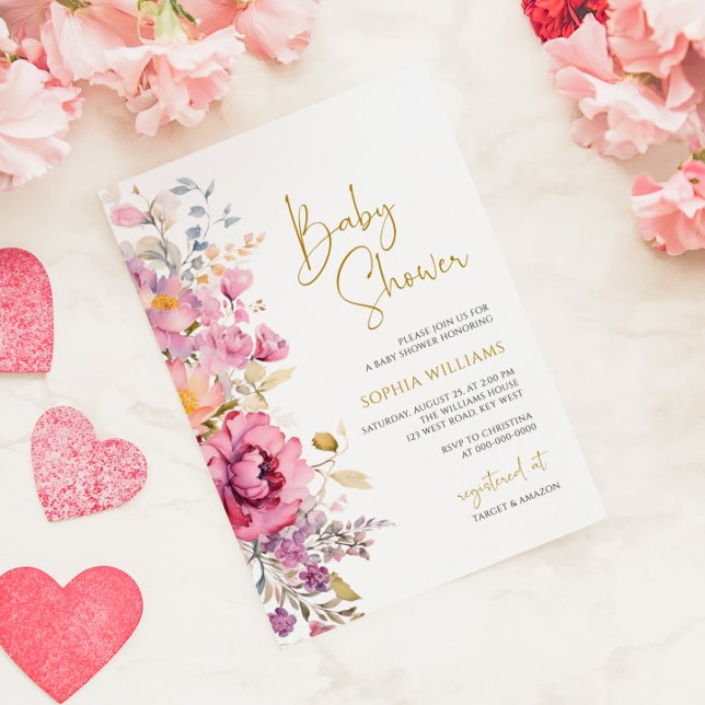 Purple Wildflowers Baby Shower Invitation (Creator Uploaded)