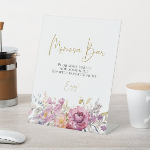 Purple Wildflowers Baby Shower Momosa Bar Pedestal Sign